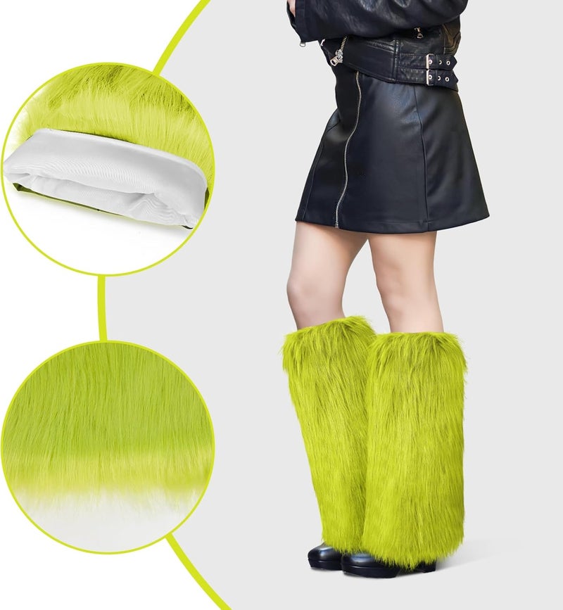 XEPST Faux Fur Fuzzy Leg Warmers Furry Boot Covers for Women, Warm Fuzzy Boot Cuff Boot Sleeves Leg Warmers for Party Costume - Image 4